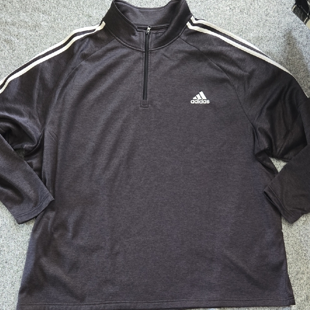 Adidas Charcoal Quarter-Zip Top with White Accents